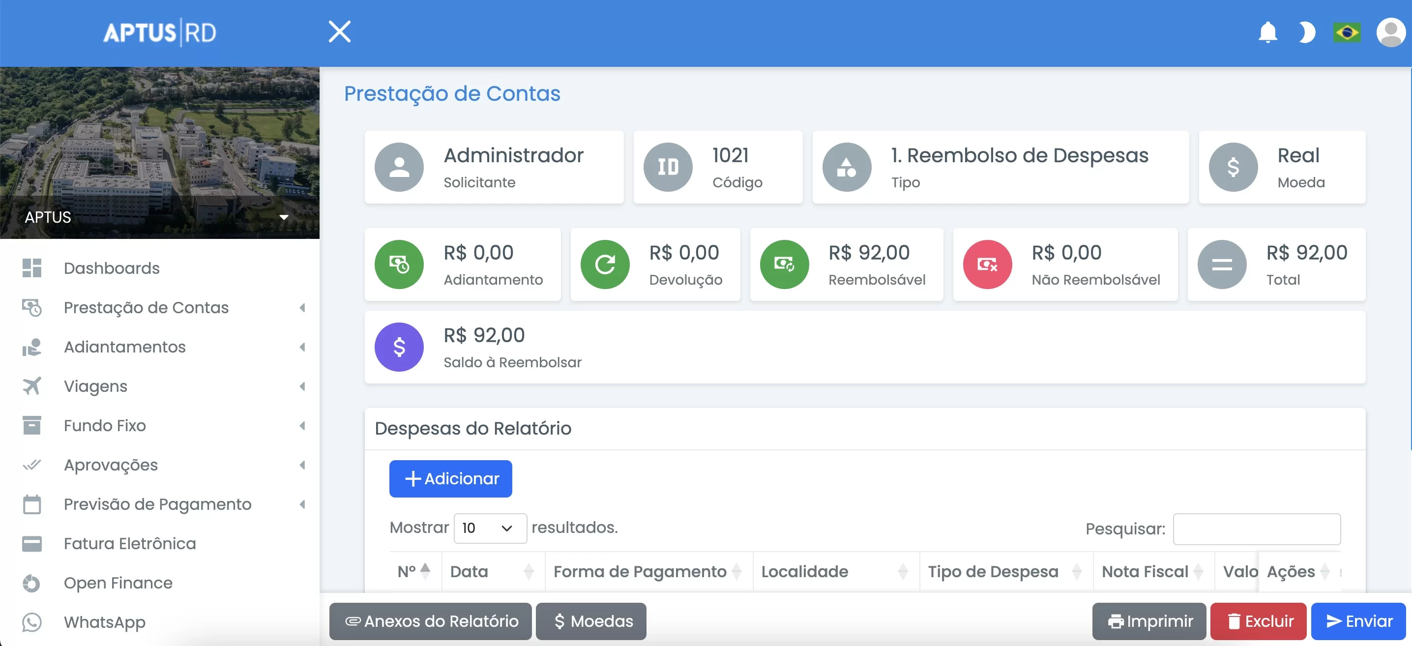 Tela 1 do Aptus RD